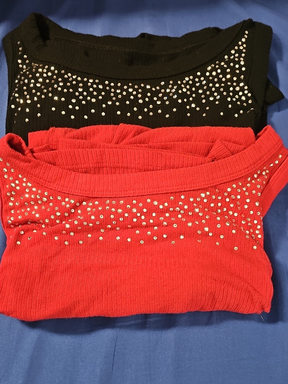Torrid Ribbed Tank Top 2 Pack with Rhinestone Accents- Red And Black